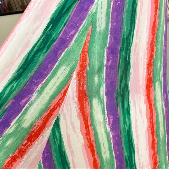 Lulu's Brushstroke of Luck Green Purple Red Pink Watercolor Midi Dress Medium - Picture 8 of 15